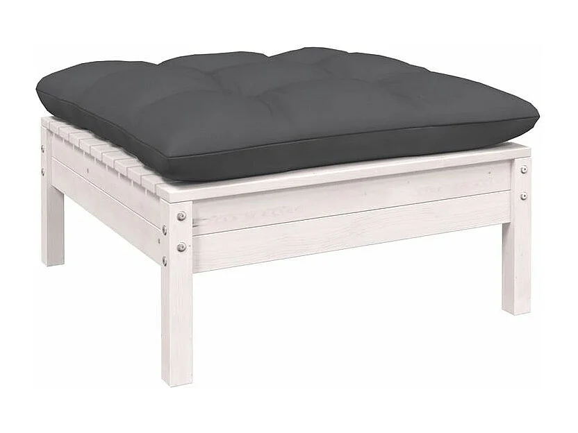 Salon de jardin 6 pcs avec coussins Blanc Bois de pin