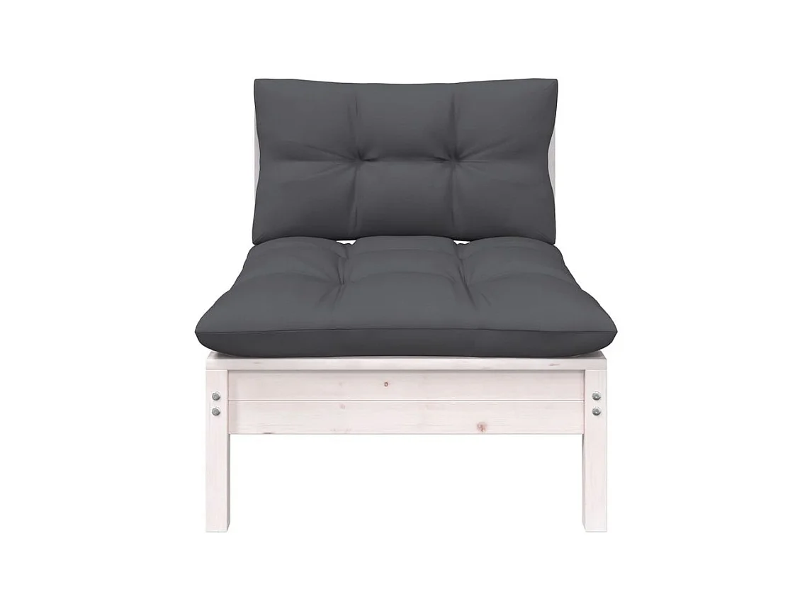 Salon de jardin 7 pcs avec coussins bois de pin massif