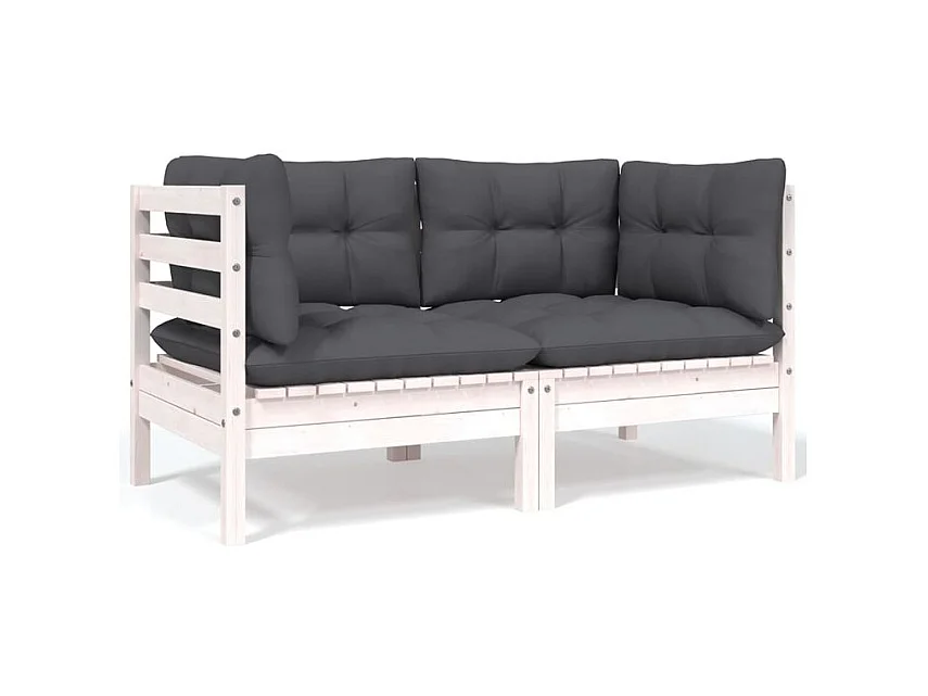 Salon de jardin 7 pcs avec coussins bois de pin massif