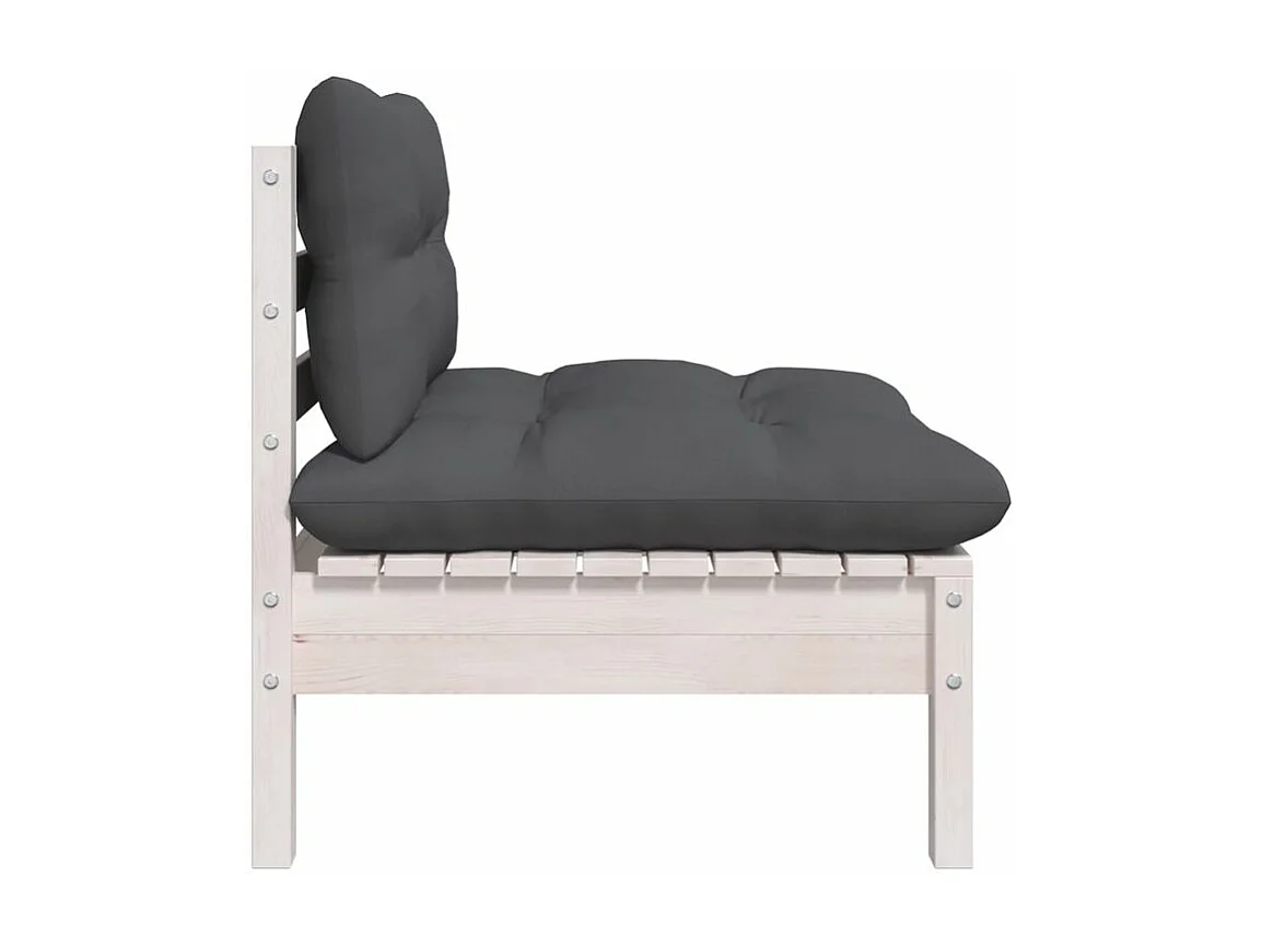 Salon de jardin 7 pcs avec coussins bois de pin massif