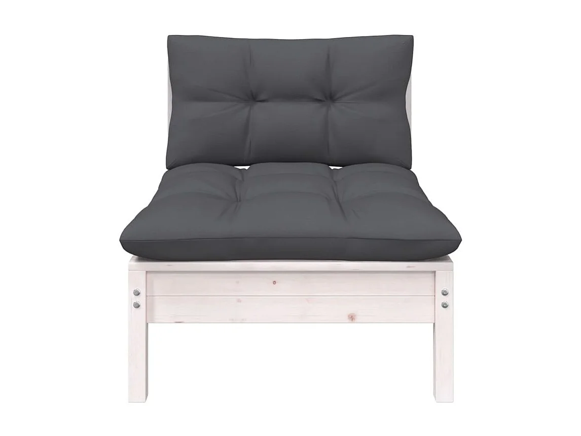 Salon de jardin 7 pcs avec coussins bois de pin massif