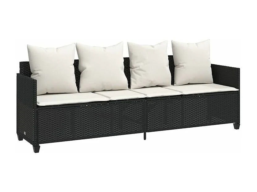 Salon de jardin 5 pcs avec coussins noir résine tressée