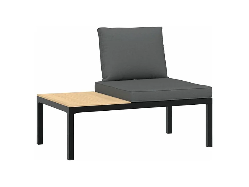 Salon de jardin 4 pcs avec coussins noir aluminium