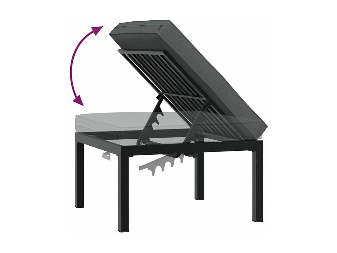 Salon de jardin 4 pcs avec coussins noir aluminium