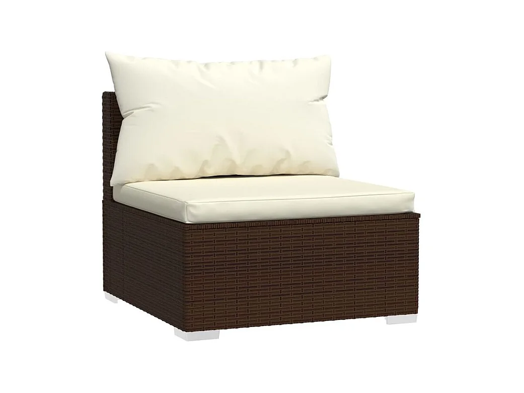 Salon de jardin 4 pcs avec coussins Résine tressée Marron