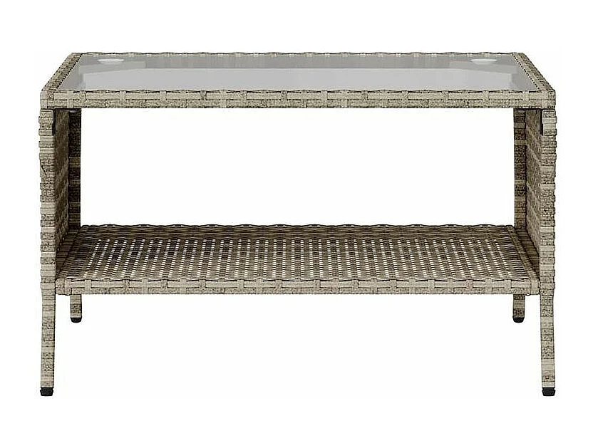 Canapé de jardin 2places coussins et table gris clair polyrotin