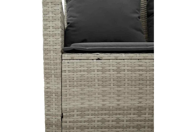 Canapé de jardin 2places coussins et table gris clair polyrotin