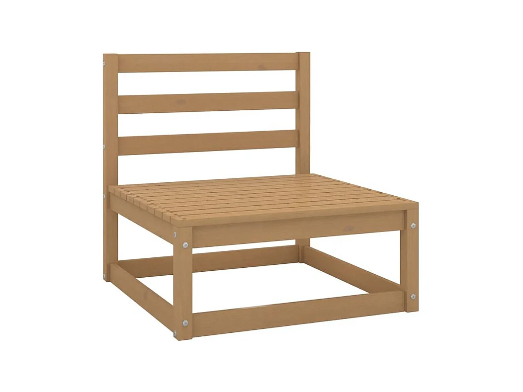 Salon de jardin 3 pcs marron miel bois de pin massif