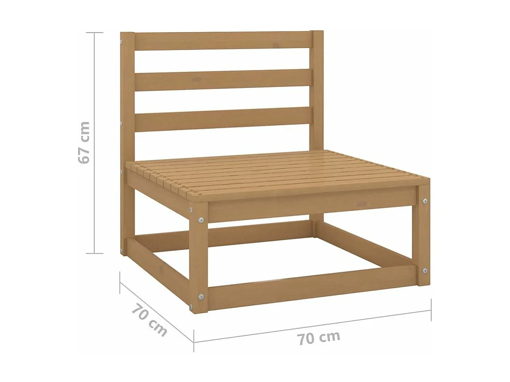 Salon de jardin 3 pcs marron miel bois de pin massif