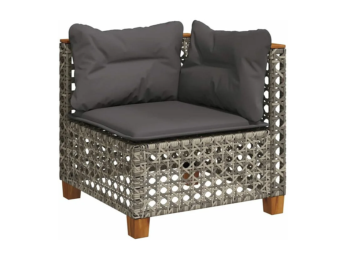 Salon de jardin 6 pcs avec coussins gris résine tressée