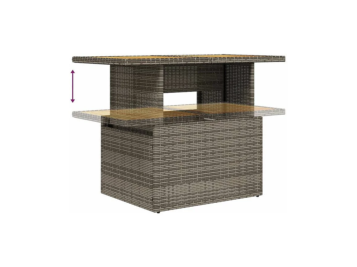 Salon de jardin 11 pcs avec coussins gris résine tressée