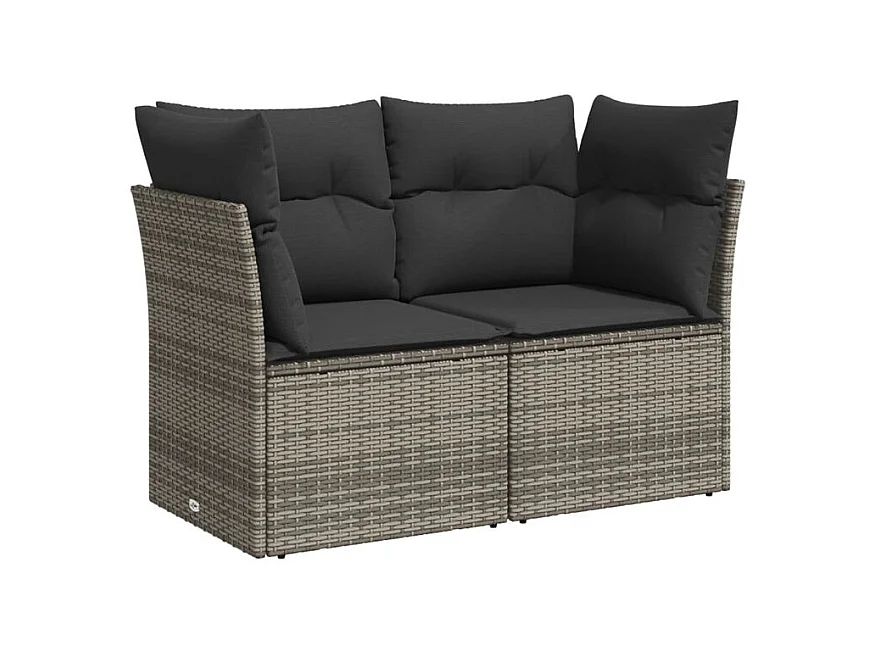 Salon de jardin avec coussins 10 pcs gris résine tressée