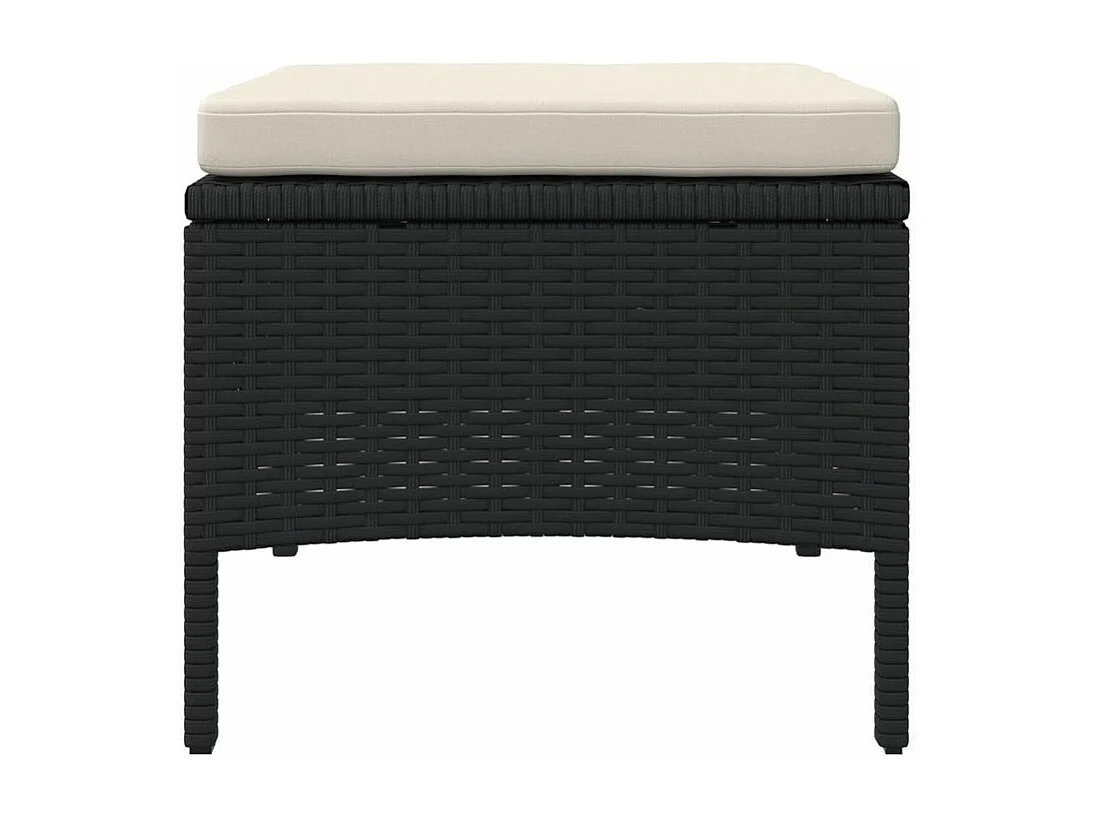 Canapé de jardin 2 places avec table et tabourets noir rotin