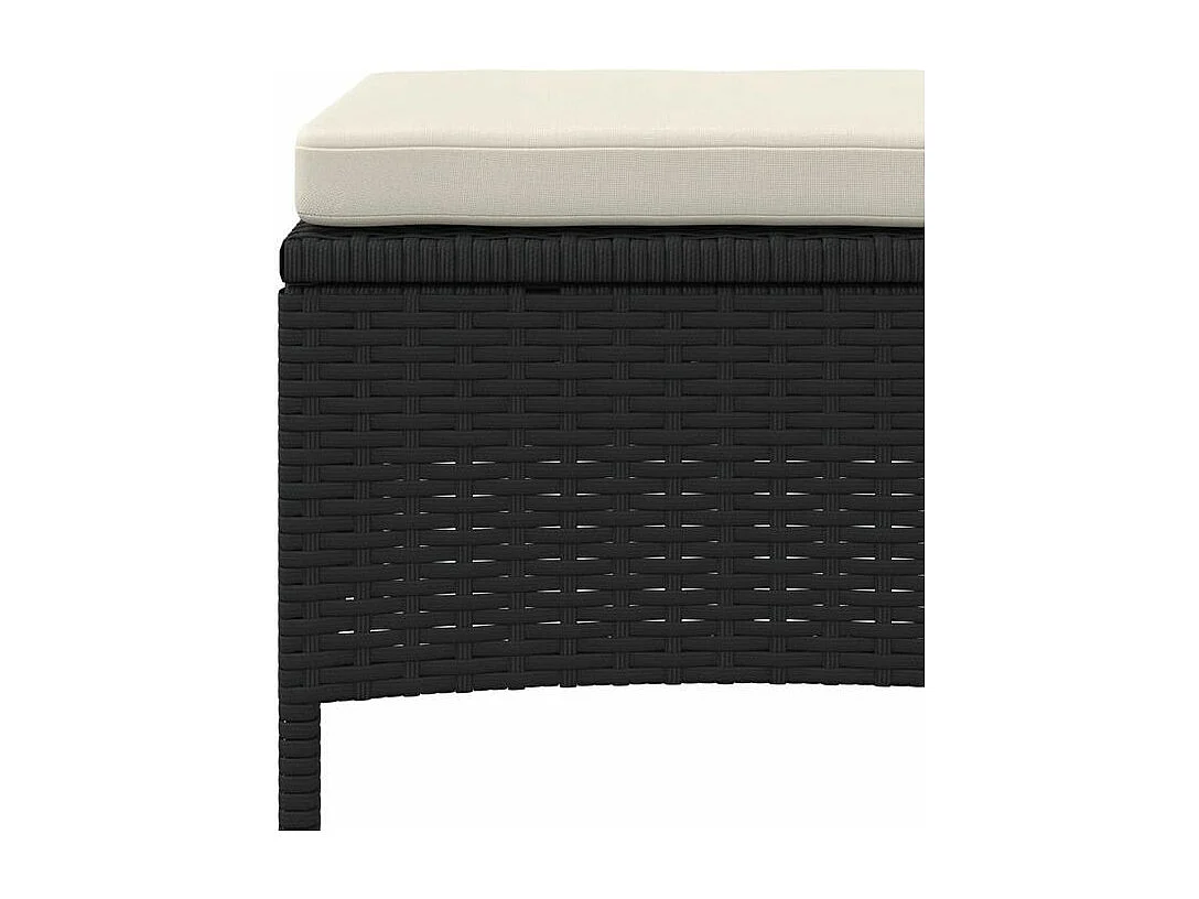 Canapé de jardin 2 places avec table et tabourets noir rotin