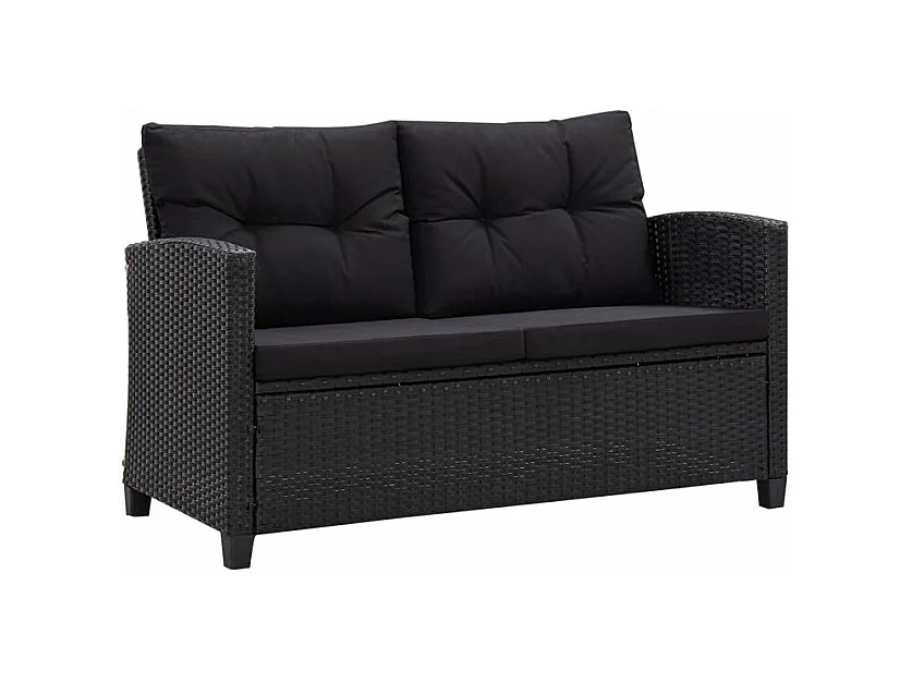 Ensemble à manger de jardin coussins noirs 3 pcs Résine tressée