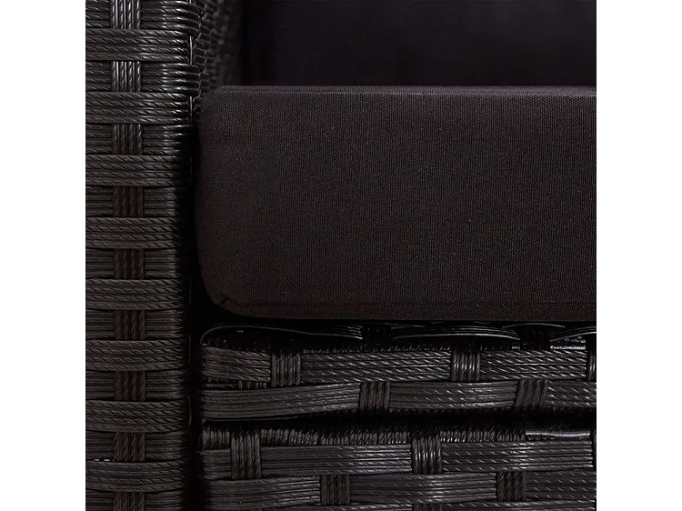 Ensemble à manger de jardin coussins noirs 3 pcs Résine tressée