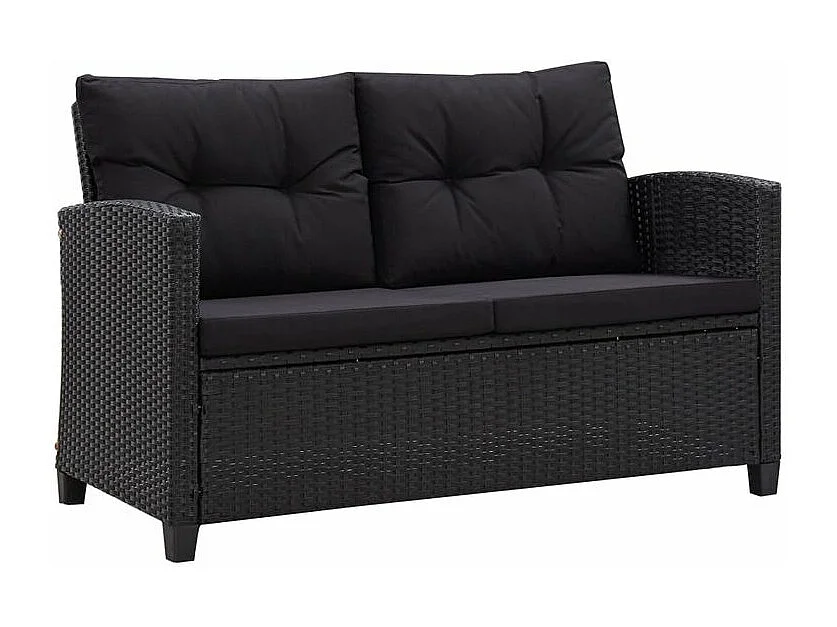 Ensemble à manger de jardin coussins noirs 3 pcs Résine tressée