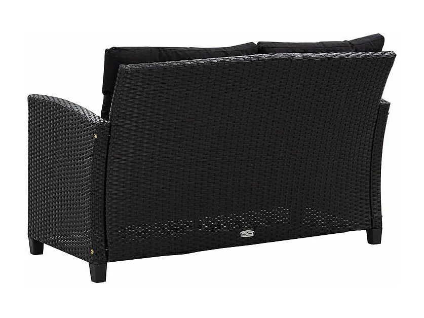 Ensemble à manger de jardin coussins noirs 3 pcs Résine tressée