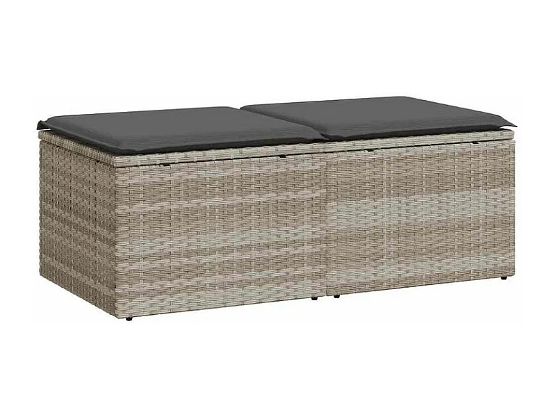 Salon de jardin 2 pcs avec coussins gris clair polyrotin acacia