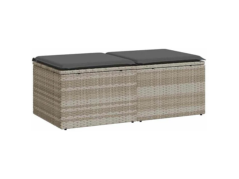 Salon de jardin 2 pcs avec coussins gris clair polyrotin acacia