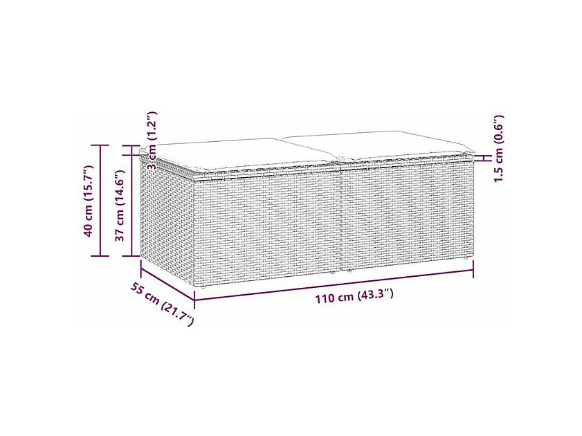 Salon de jardin 2 pcs avec coussins gris clair polyrotin acacia