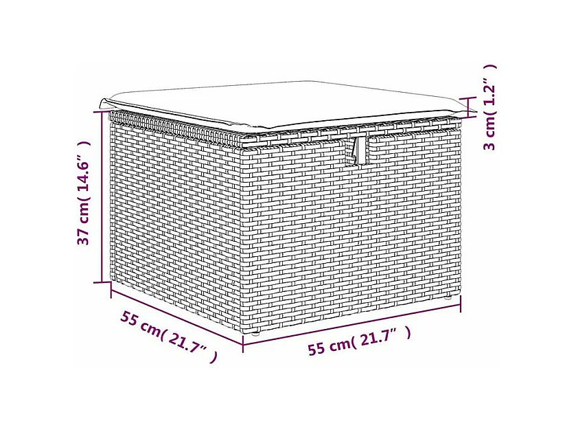 Salon de jardin 2 pcs avec coussins gris clair polyrotin acacia