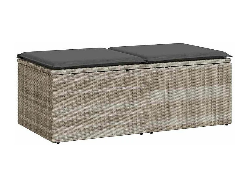 Salon de jardin 2 pcs avec coussins gris clair polyrotin acacia