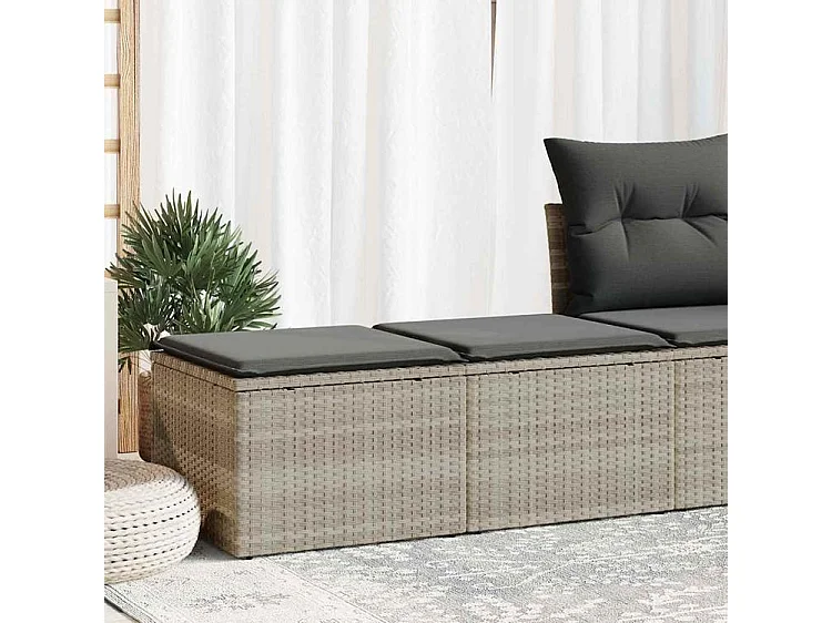 Salon de jardin 2 pcs avec coussins gris clair polyrotin acacia