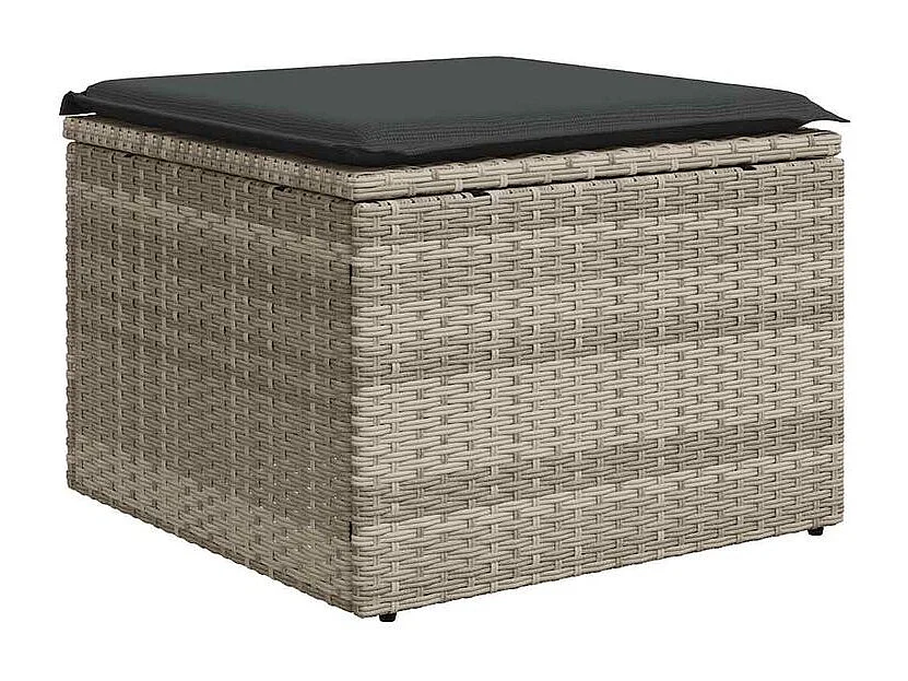 Salon de jardin 2 pcs avec coussins gris clair polyrotin acacia