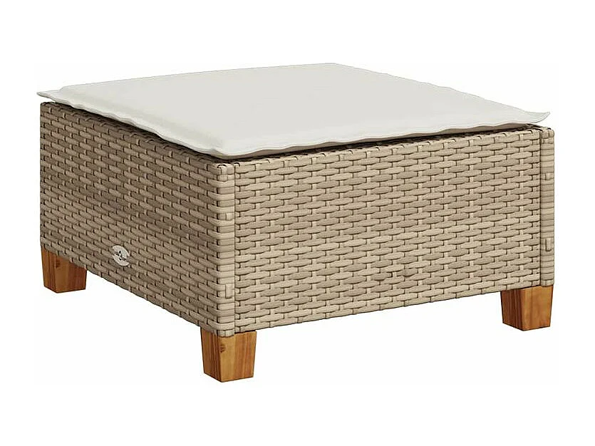 Salon de jardin avec coussins 7 pcs beige résine tressée