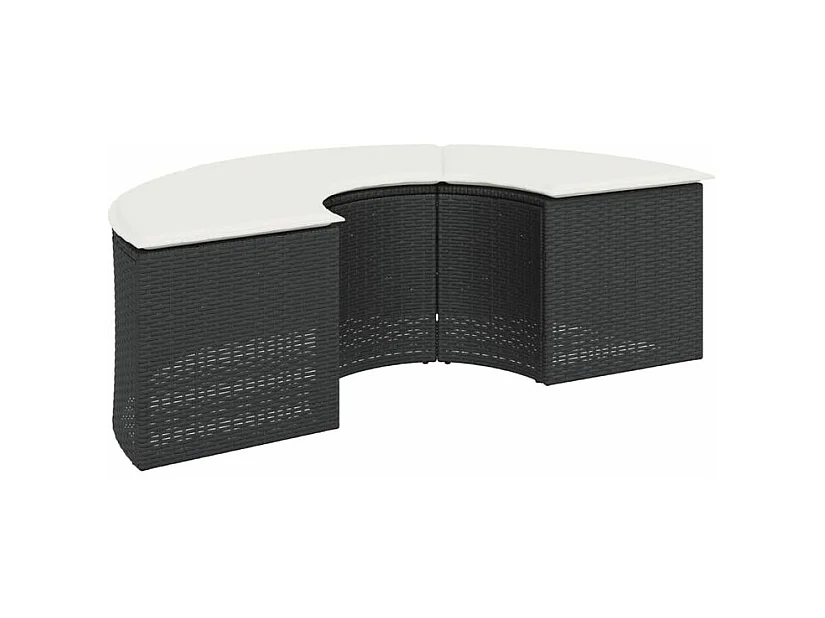 Salon de jardin 3 pcs demi-rond noir résine tressée