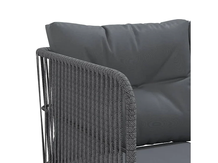 Canapé de jardin avec coussins forme de L noir acier textilène