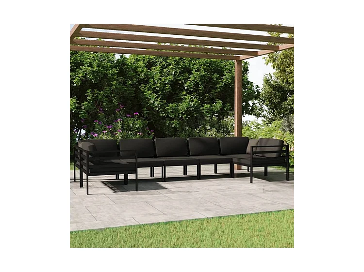 Salon de jardin 7 pcs avec coussins Aluminium Anthracite