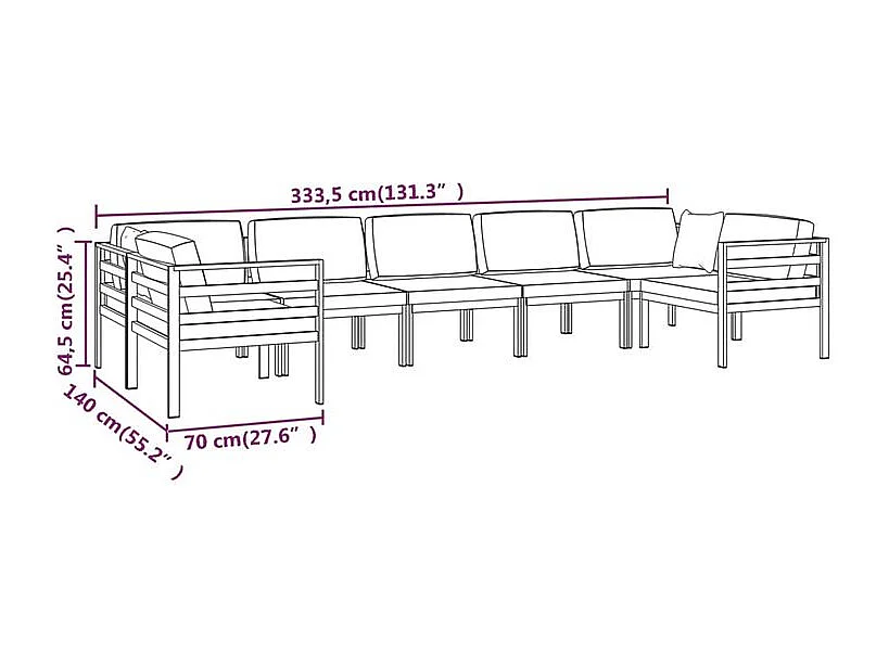 Salon de jardin 7 pcs avec coussins Aluminium Anthracite