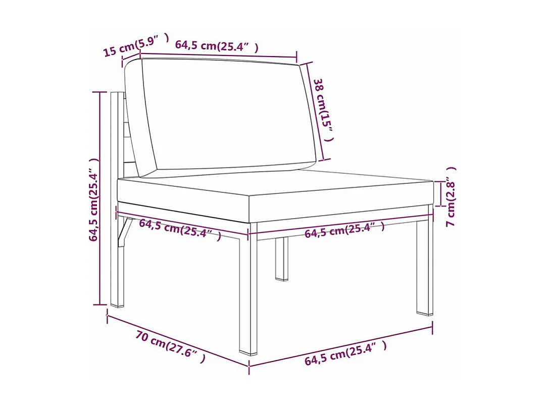 Salon de jardin 7 pcs avec coussins Aluminium Anthracite