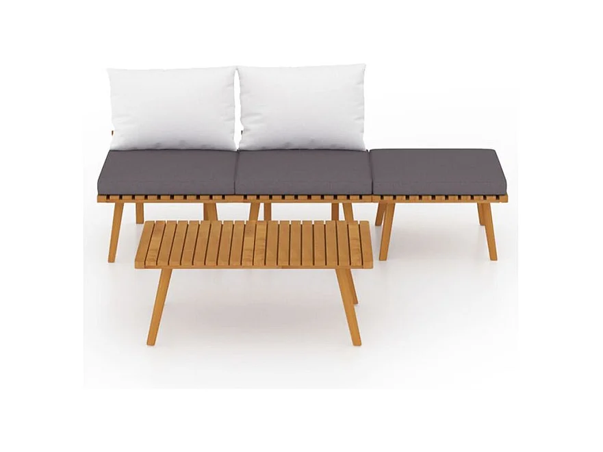 Salon de jardin 4 pcs avec coussins Bois d'acacia solide