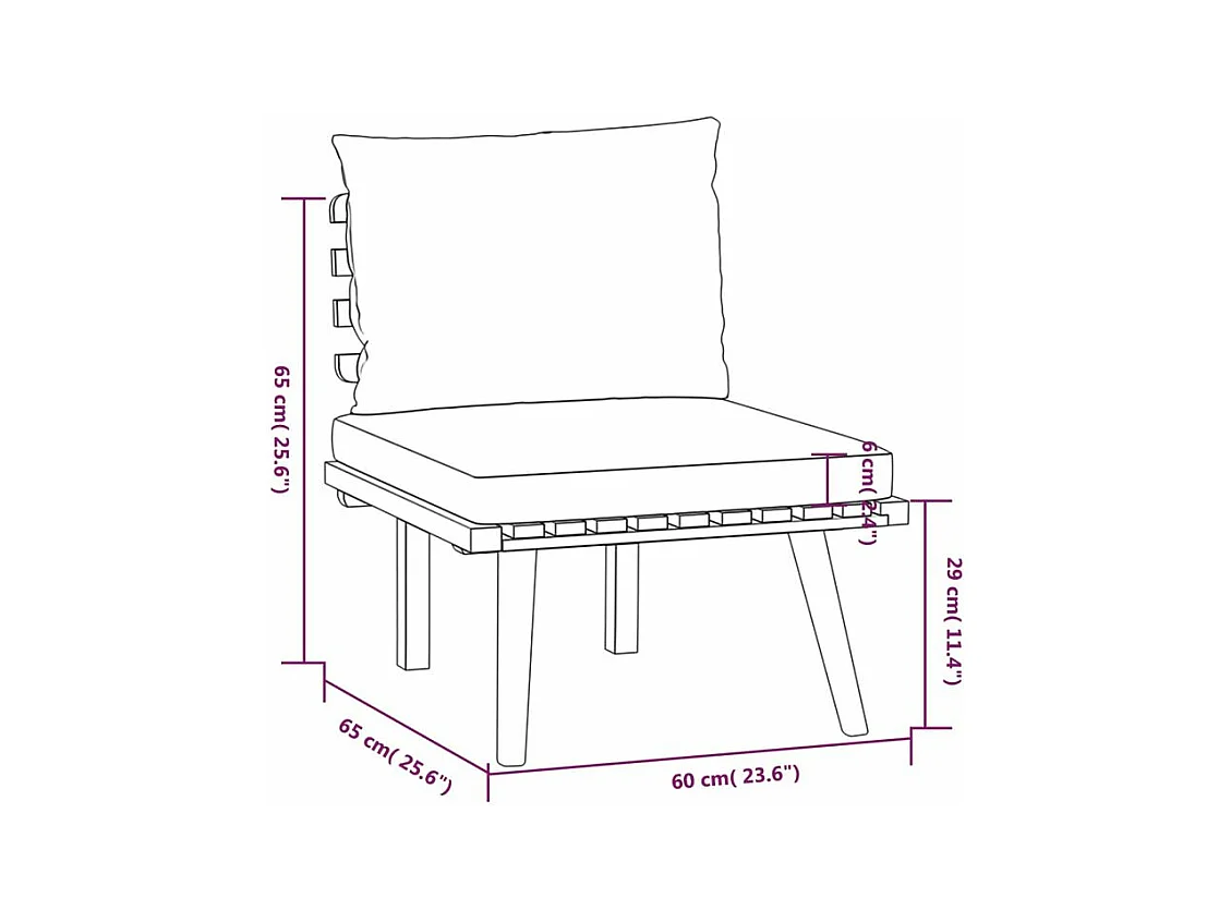 Salon de jardin 4 pcs avec coussins Bois d'acacia solide