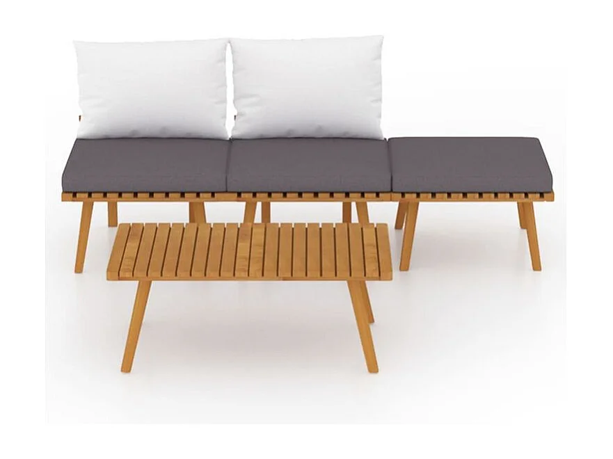 Salon de jardin 4 pcs avec coussins Bois d'acacia solide