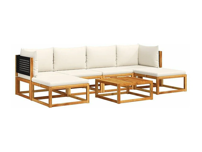 Salon de jardin avec coussins 7 pcs bois massif d'acacia