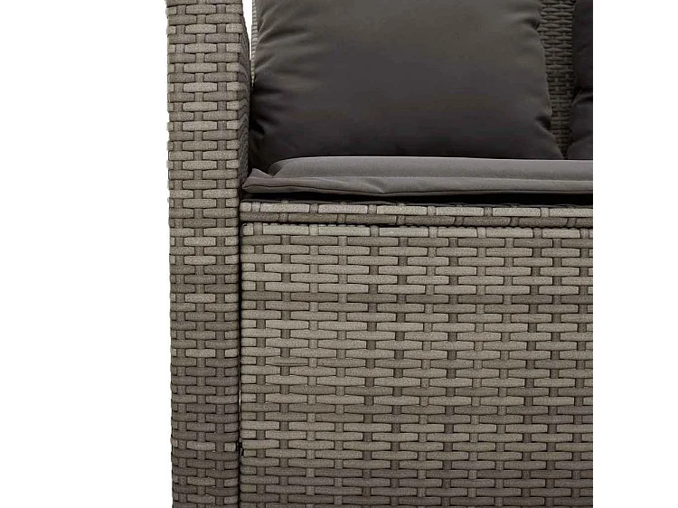 Canapé de jardin 2 places coussins et table gris résine tressée