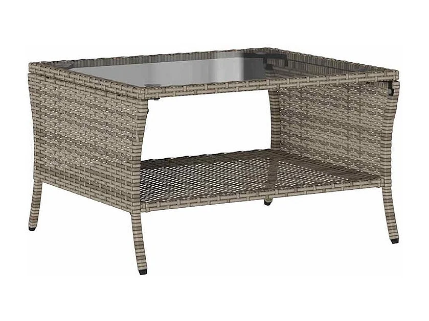 Canapé de jardin 2 places coussins et table gris résine tressée