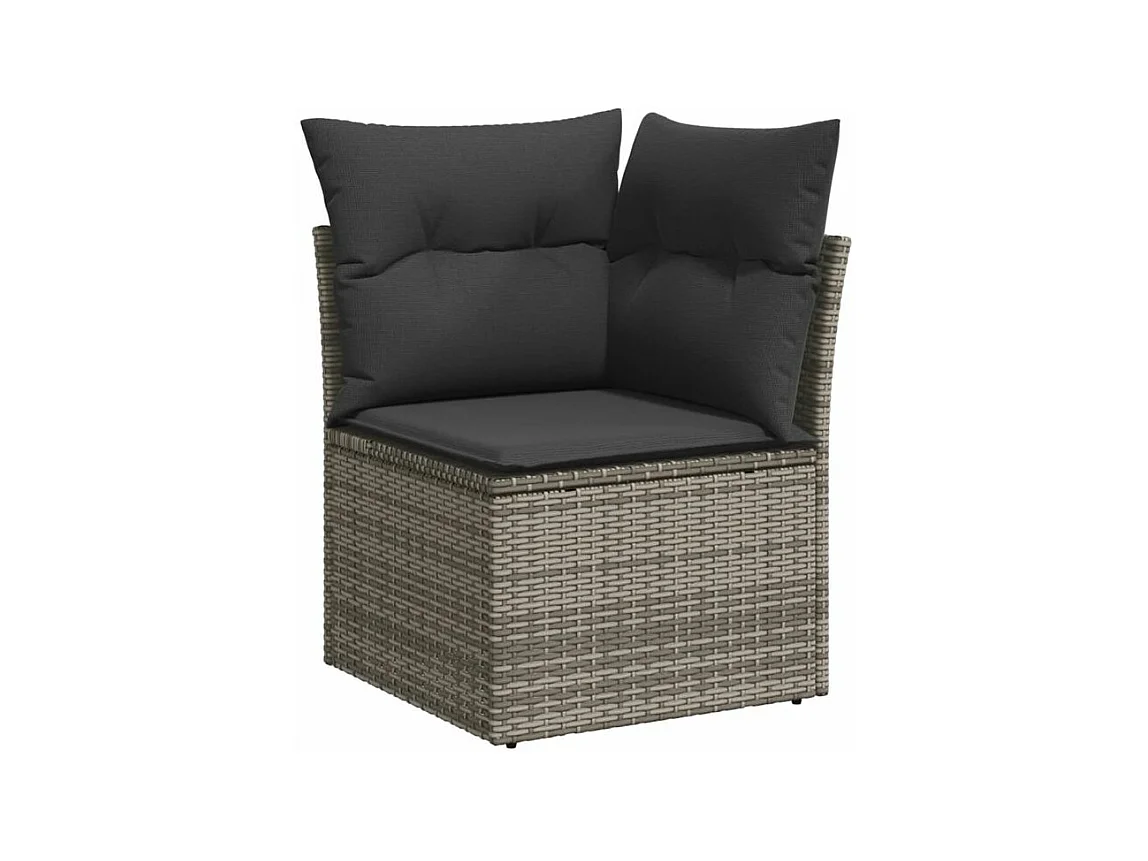 Salon de jardin avec coussins 10 pcs gris résine tressée