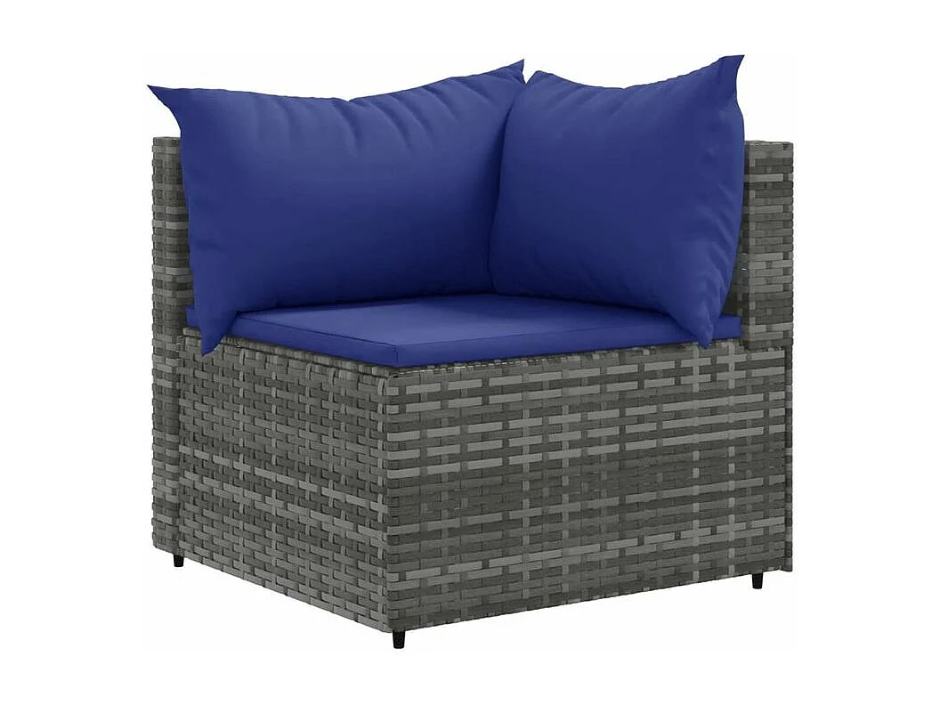 Salon de jardin 7 pcs avec coussins Gris Résine tressée