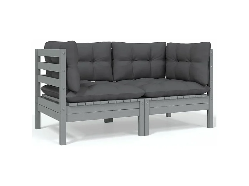 Salon de jardin 8 pcs avec coussins anthracite Bois de pin