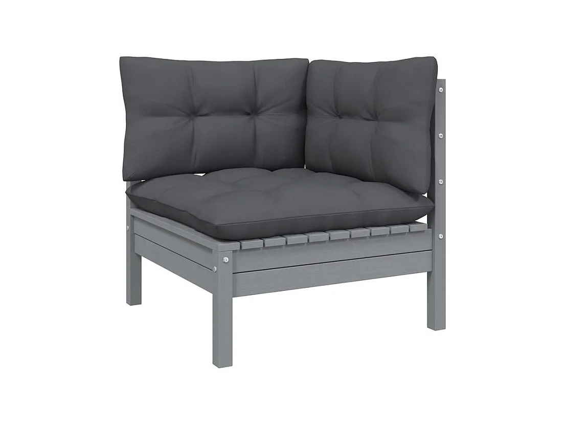 Salon de jardin 8 pcs avec coussins anthracite Bois de pin