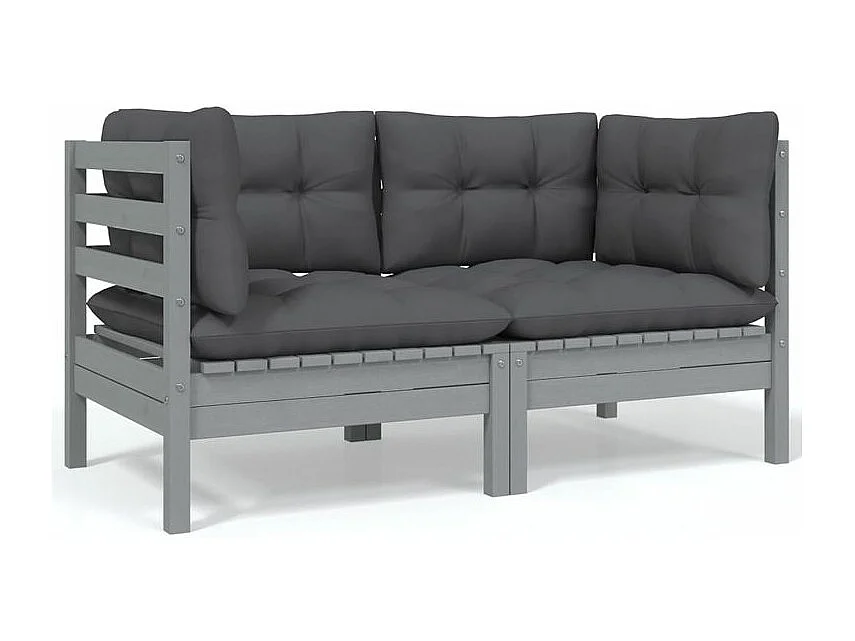 Salon de jardin 8 pcs avec coussins anthracite Bois de pin