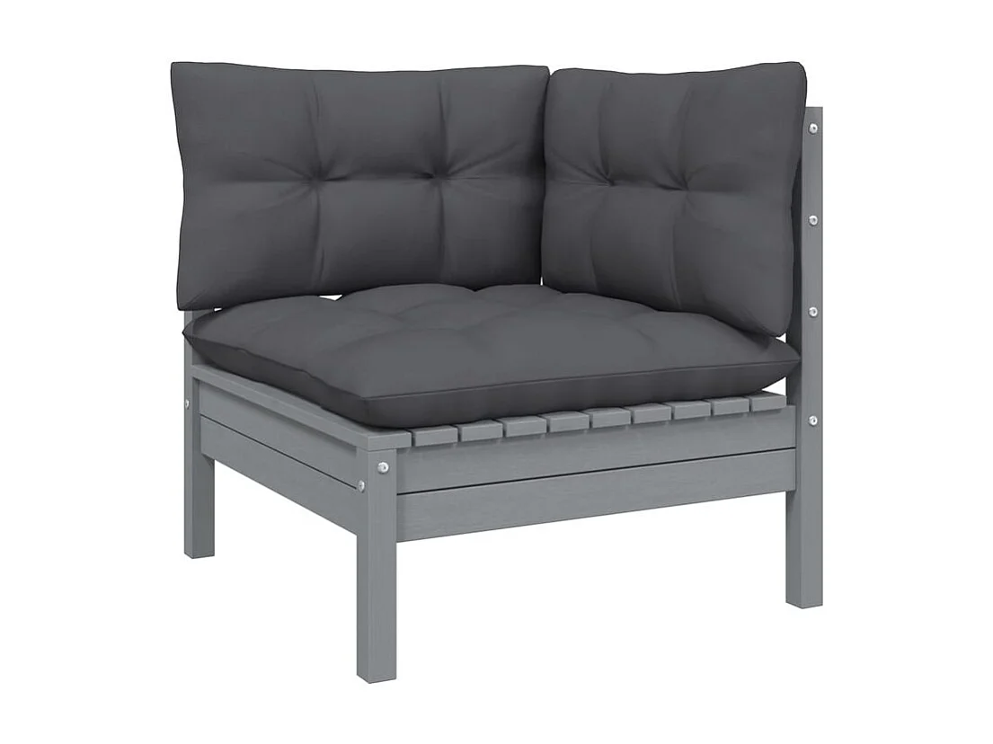 Salon de jardin 8 pcs avec coussins anthracite Bois de pin