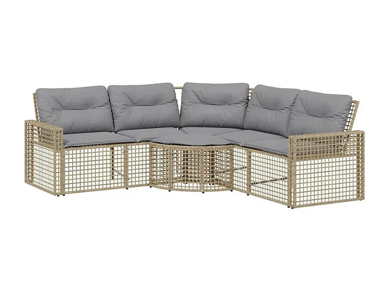 Canapé de jardin et coussins et repose-pied en forme de L rotin