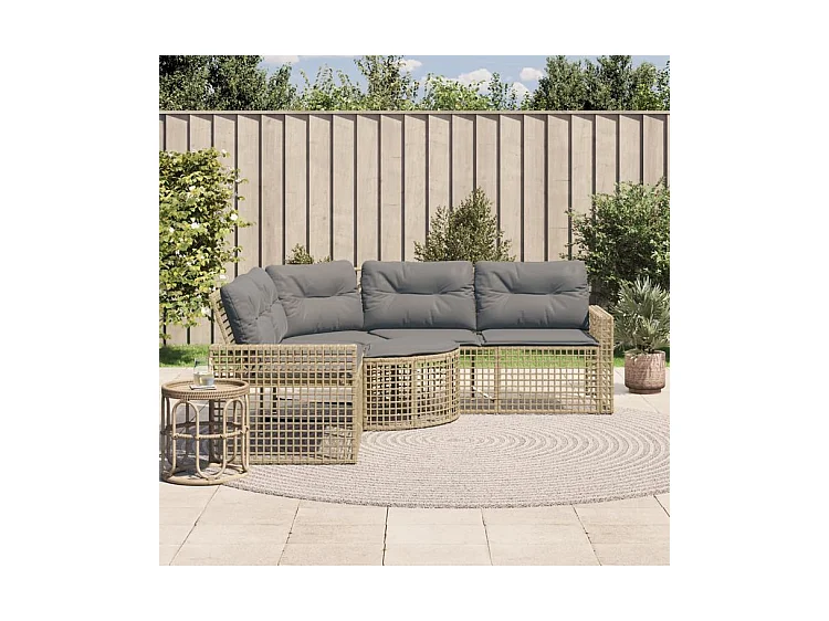 Canapé de jardin et coussins et repose-pied en forme de L rotin