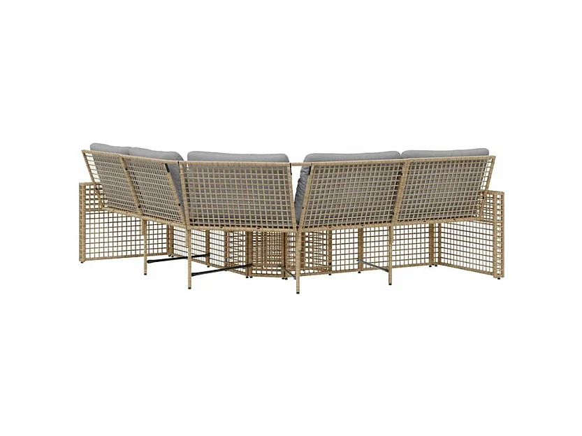 Canapé de jardin et coussins et repose-pied en forme de L rotin